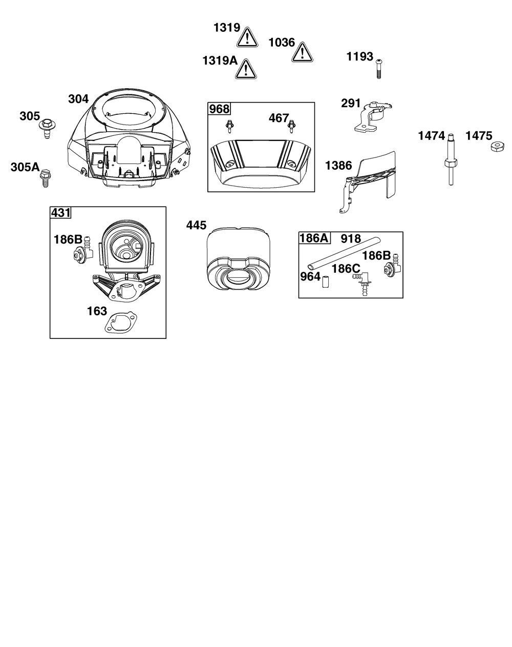 Blower Housing And Air Cleaner Group Diagram and Parts List for 44U877-0003-B5 400000 - 699999 Briggs and Stratton Engine